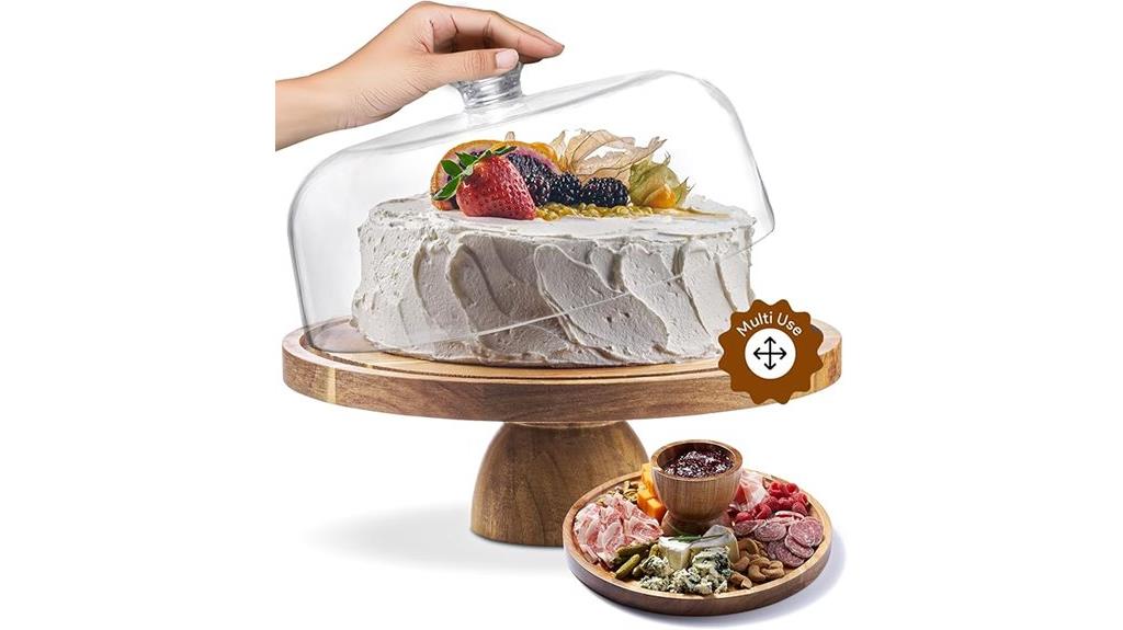 acacia wood cake stand