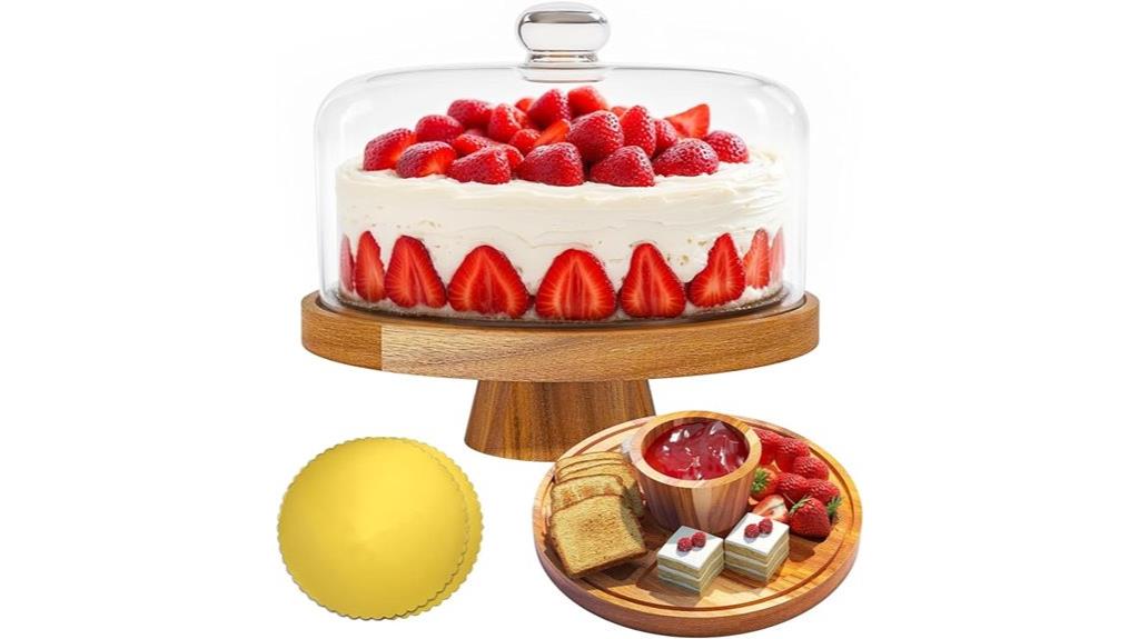 acacia wood cake stand