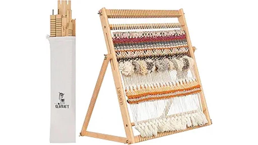 adjustable wooden loom stand