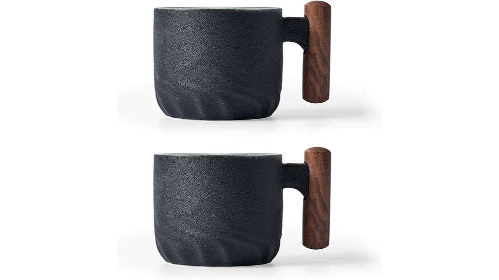 ceramic espresso cups with wooden handle