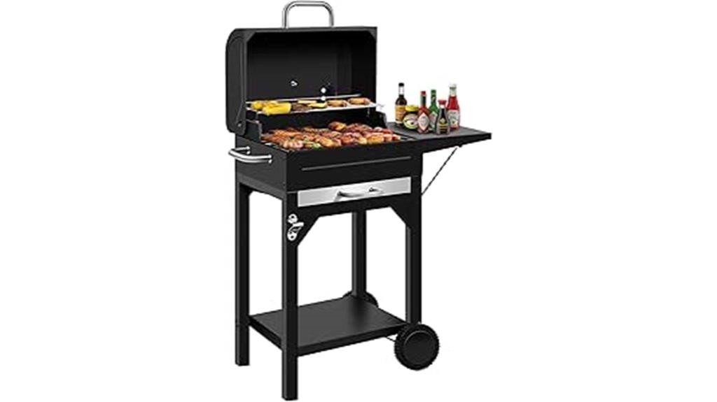 charcoal grill with tray
