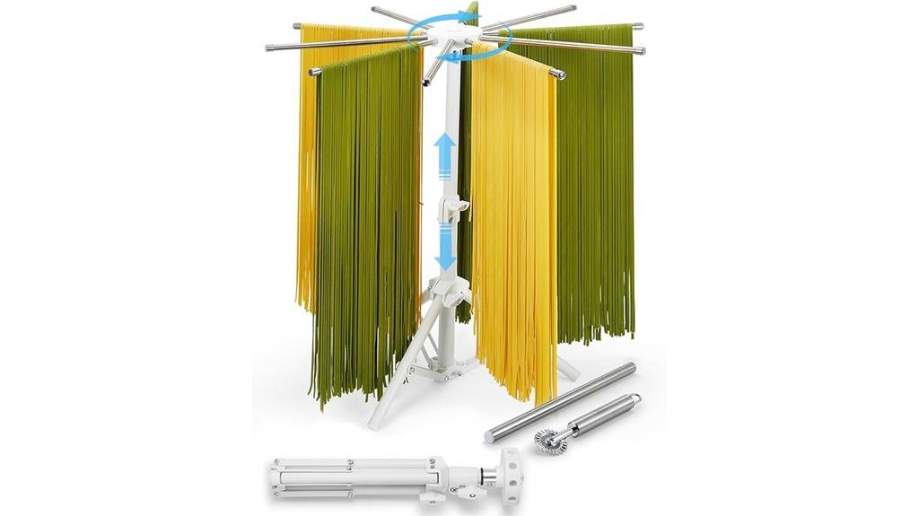 collapsible rotatable pasta rack