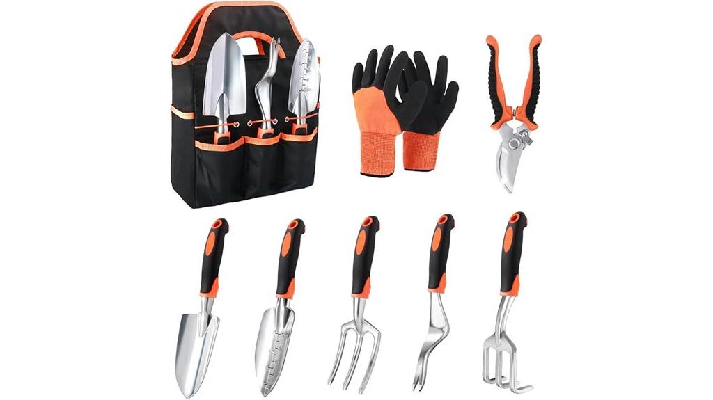 eight piece gardening tool set