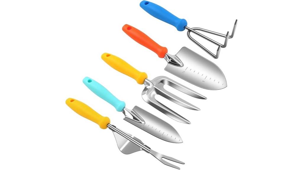 five piece stainless steel gardening set