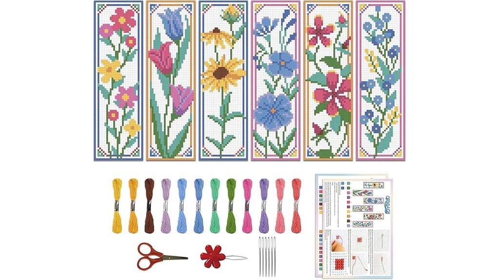 flower cross stitch bookmark kit