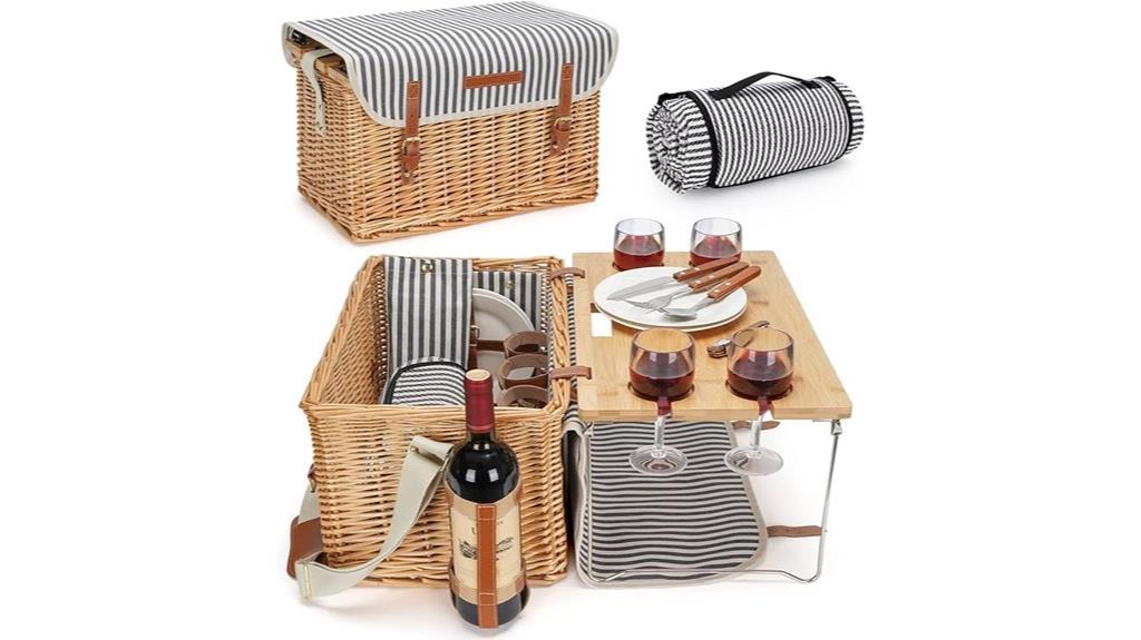 four person wicker picnic set