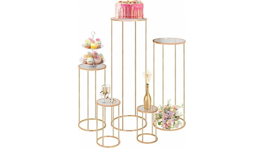 gold round cake stand set