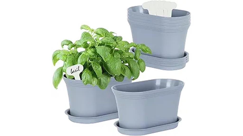 grey oval herb planters