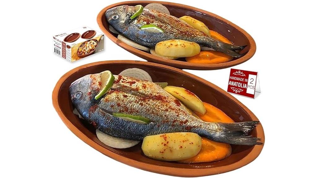 handmade oval clay pans