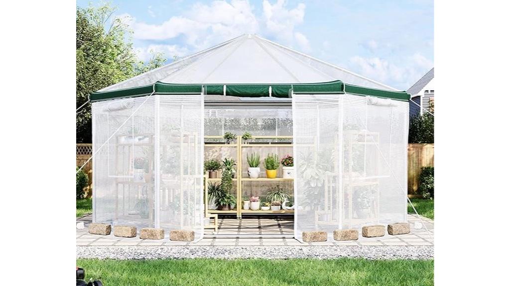 hexagonal outdoor greenhouse