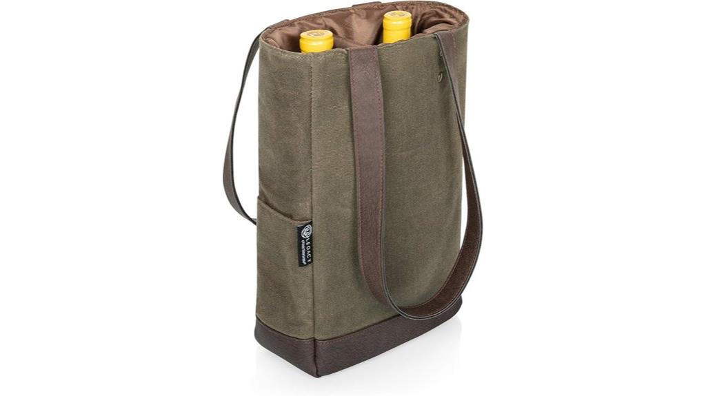 insulated wine tote bag
