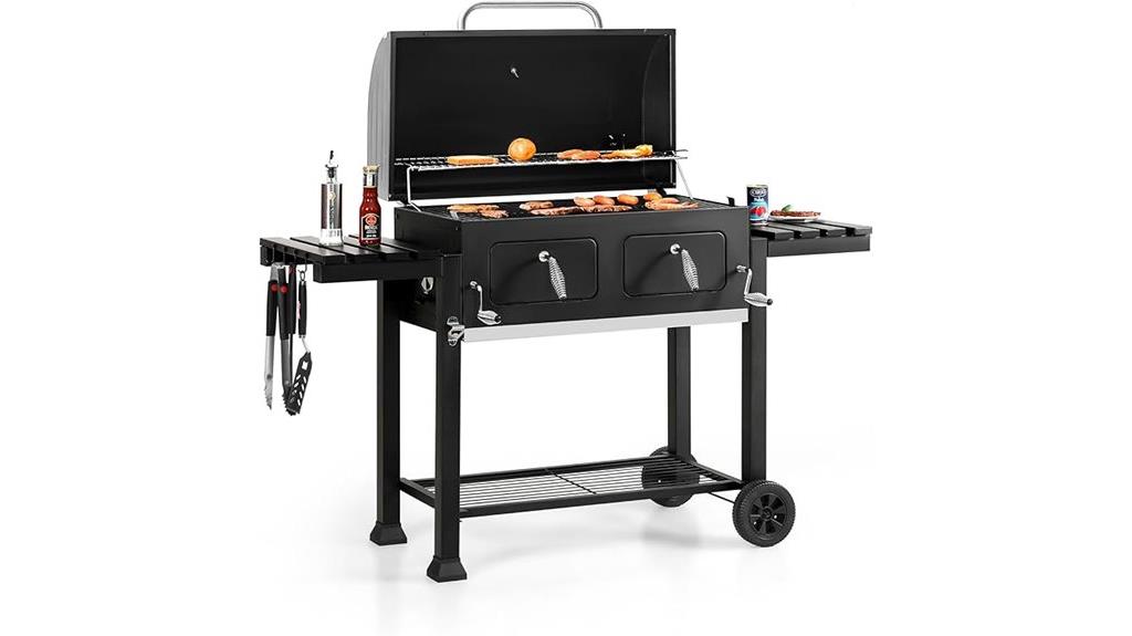 large charcoal grill with spacious cooking area