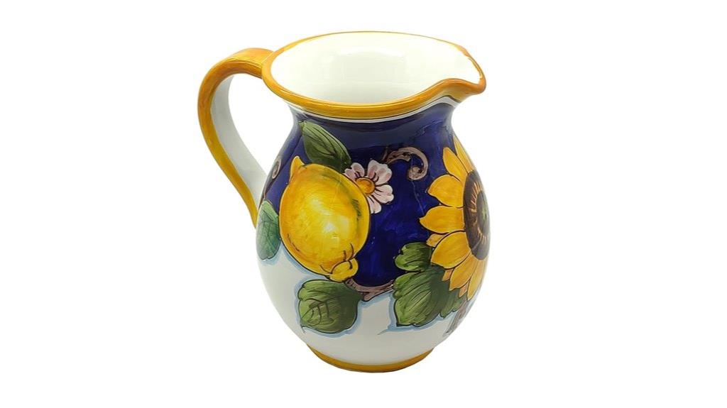 lemon sunflower ceramic pitcher