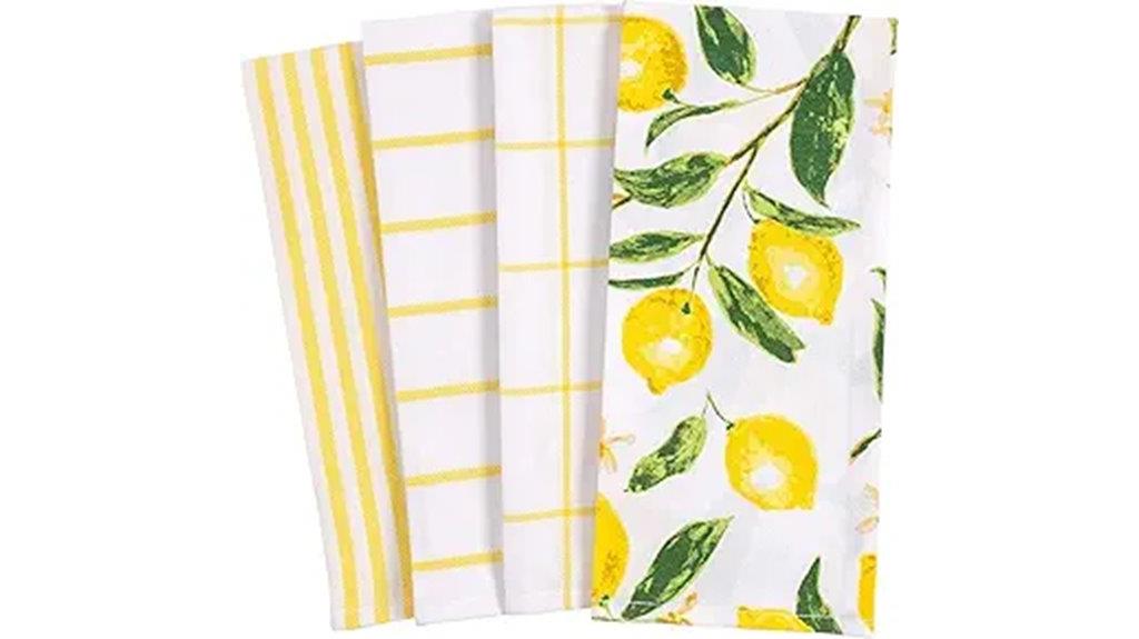 lemon themed dish towel set