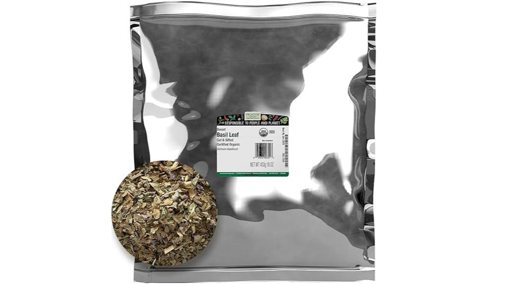organic sweet basil leaves