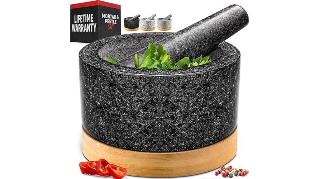 premium mortar pestle bamboo