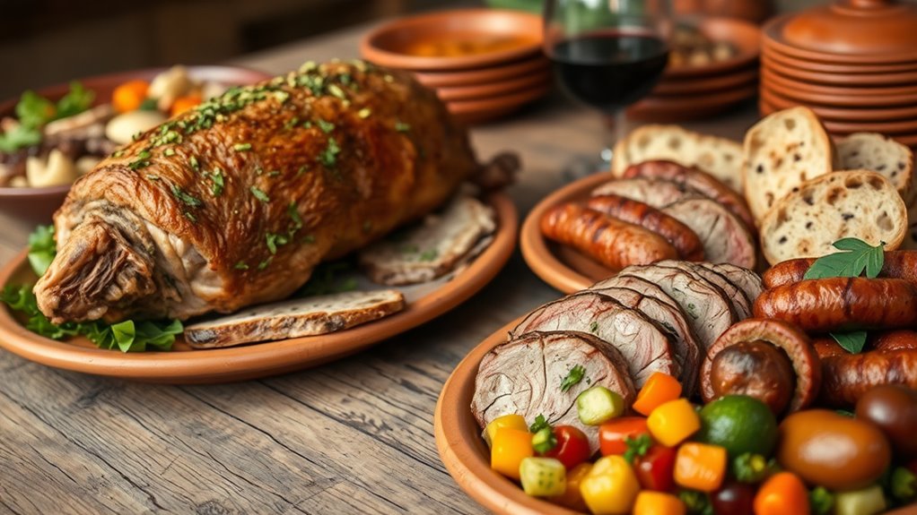 rustic communal roasted pork