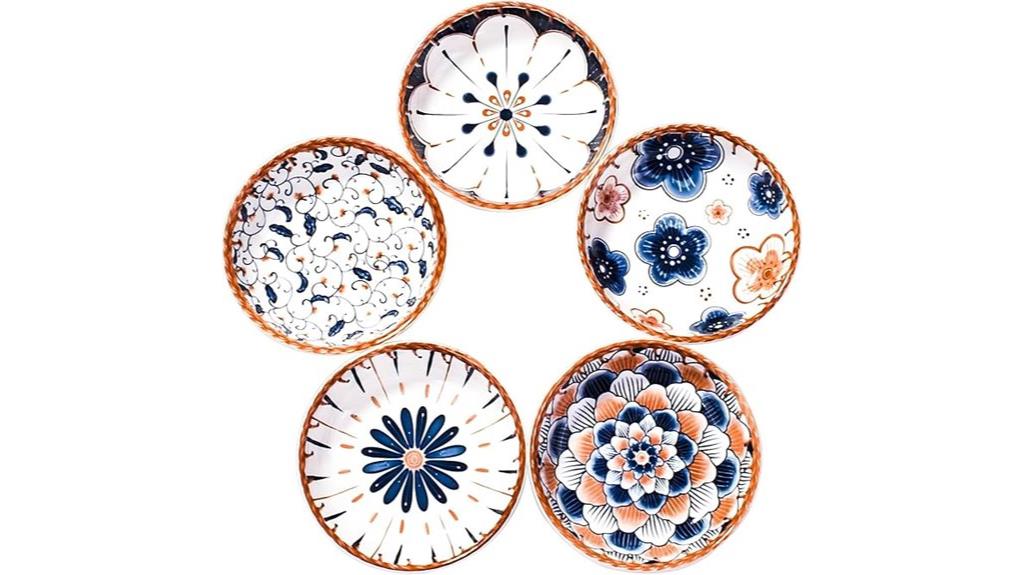 set of five ceramic soy sauce dishes