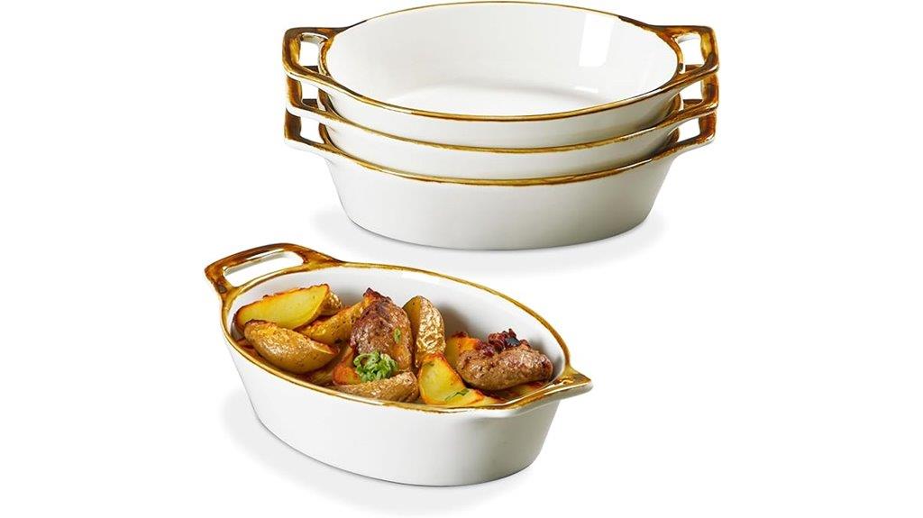 set of four ceramic baking dishes