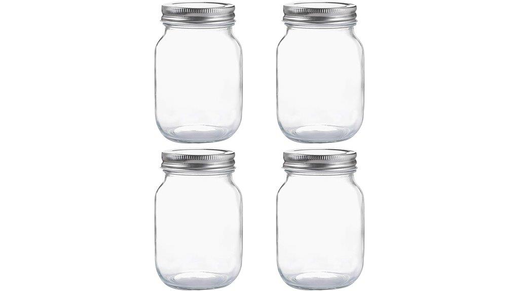 set of four clear jars