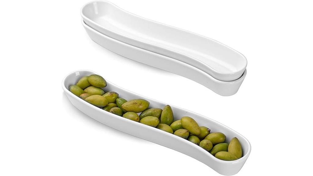 set of three olive ceramic platters