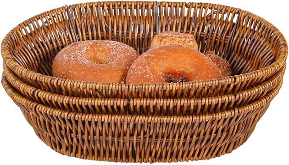 set of three wicker baskets