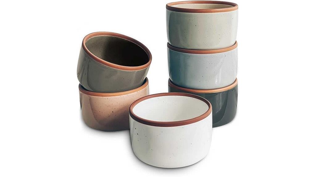 six 6oz ceramic ramekins