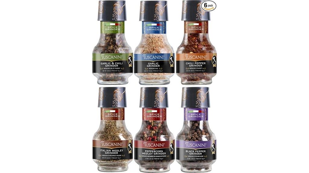 six pack spice grinder assortment