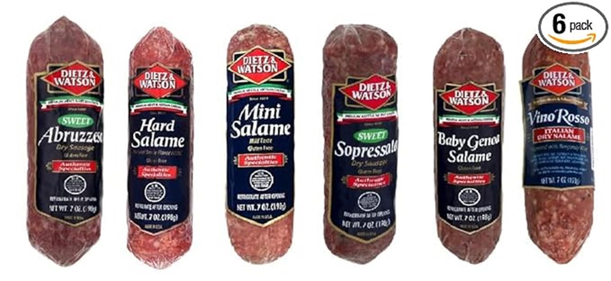 six salami varieties included