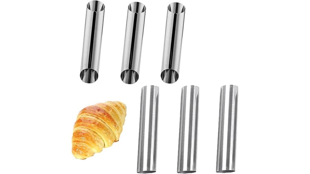 six stainless steel cannoli tubes