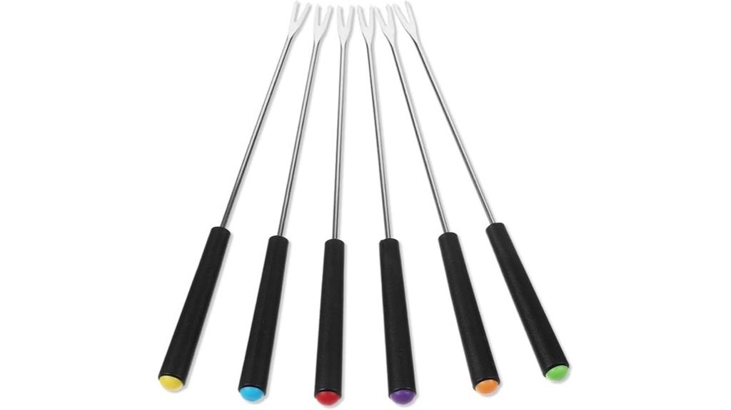 six stainless steel fondue forks