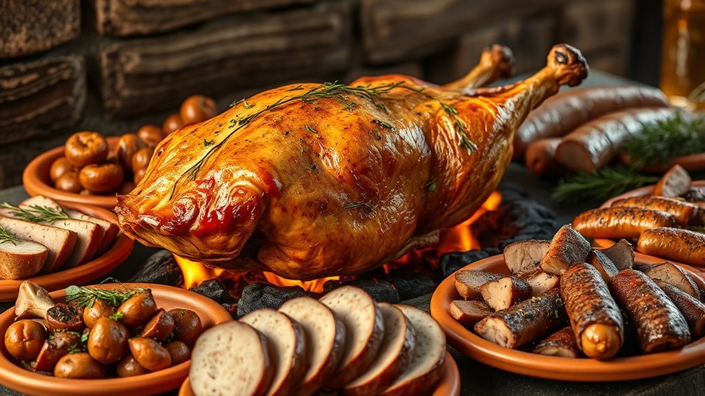 spit roasted seasoned tender pig