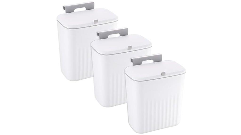 three pack white hanging cans