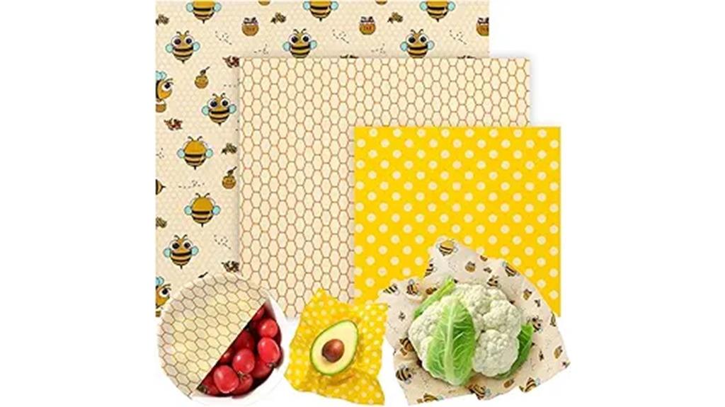 three sizes of beeswax wraps