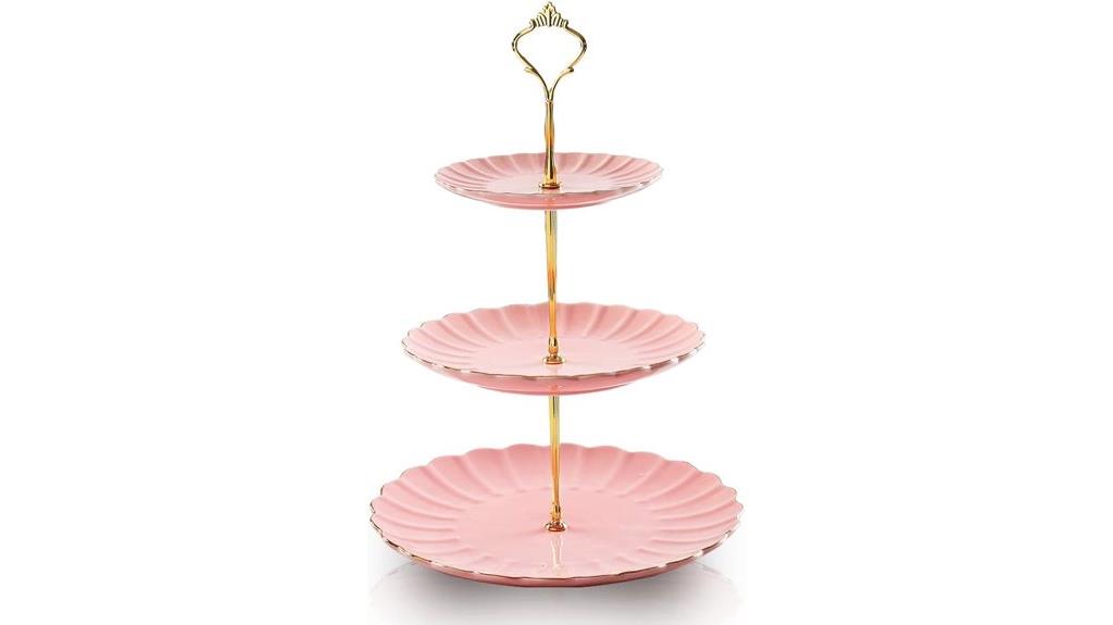 three tier ceramic cake stand