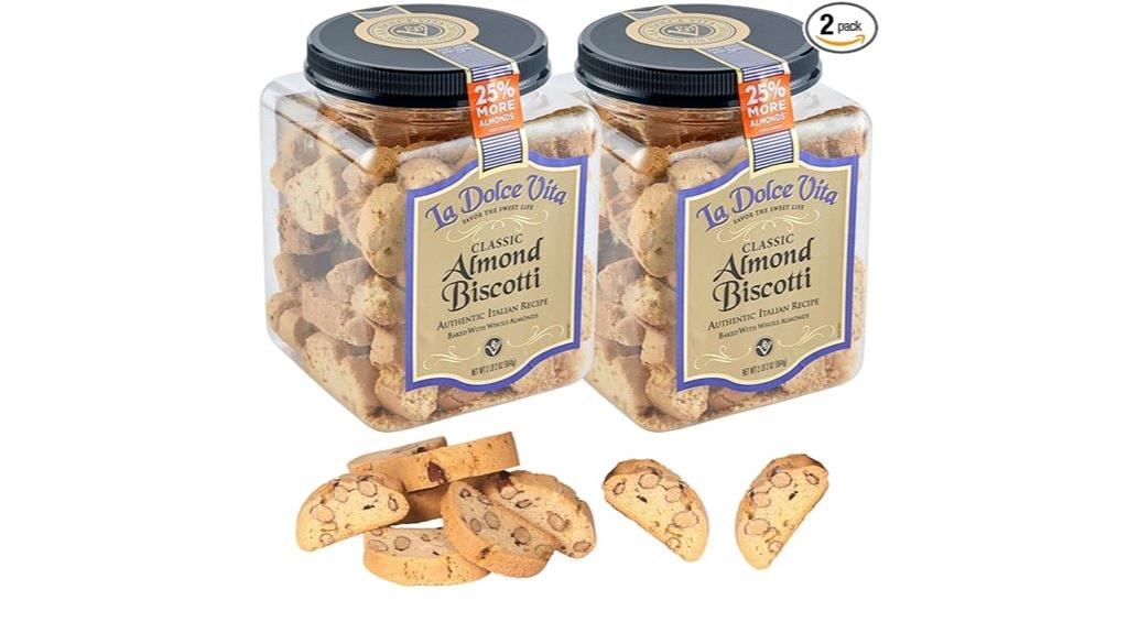 two tubs almond biscotti