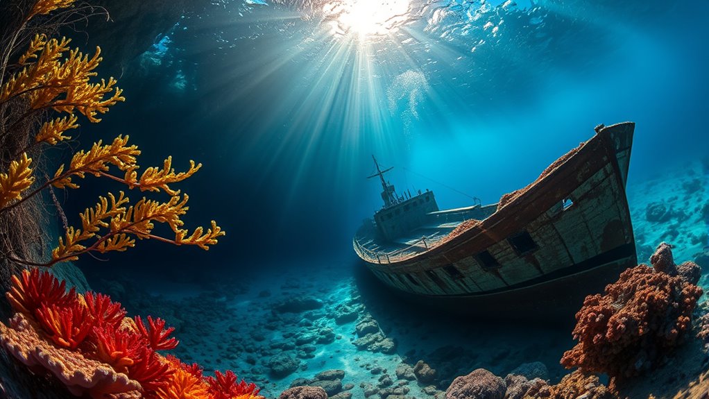 underwater caves and wrecks