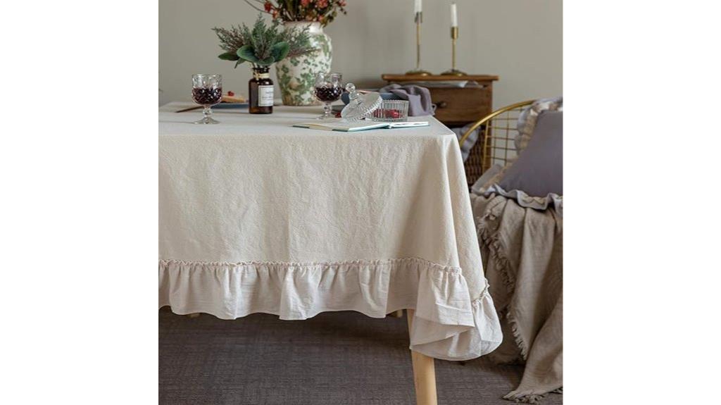 vintage cotton ruffle tablecloth