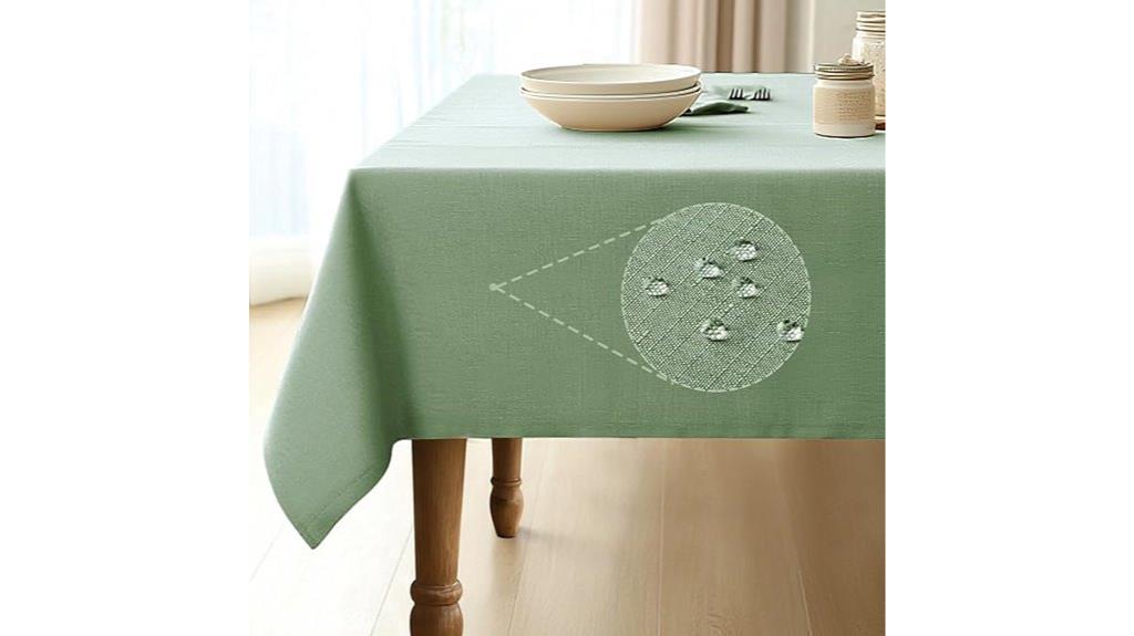waterproof linen tablecloth sage