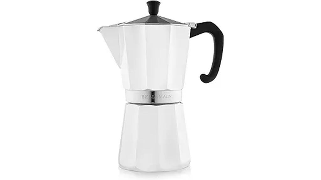 white 9 cup moka pot