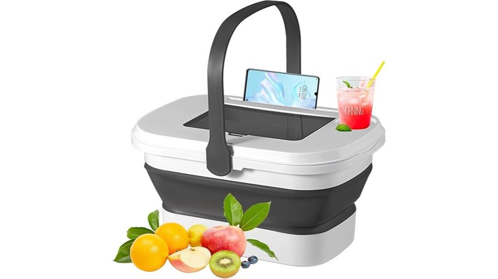 white collapsible picnic basket