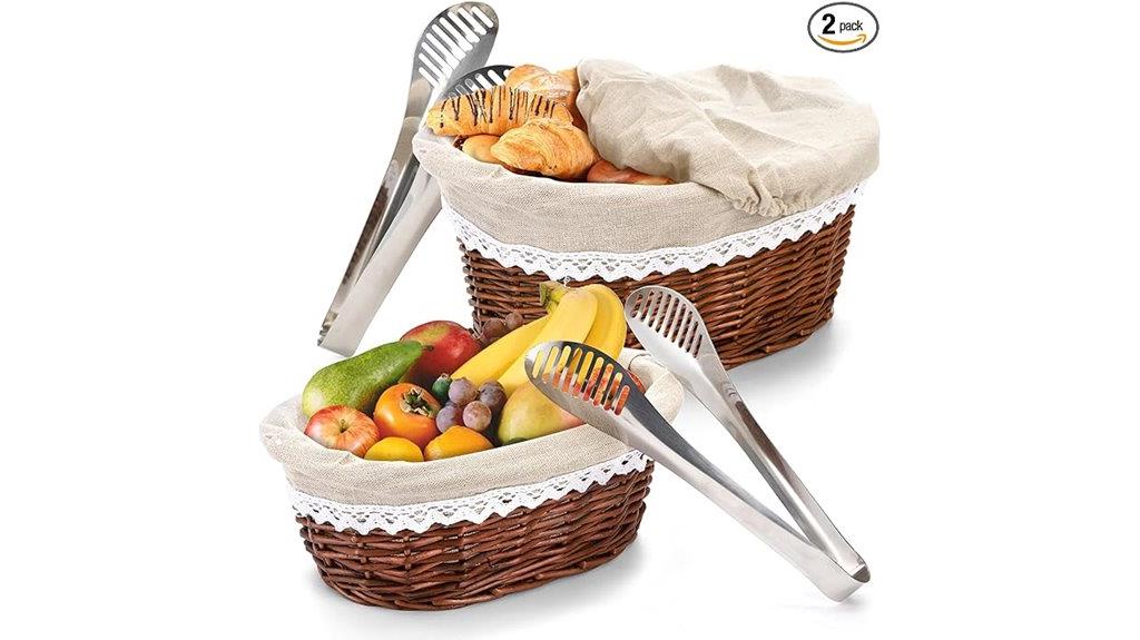 wicker bread basket set