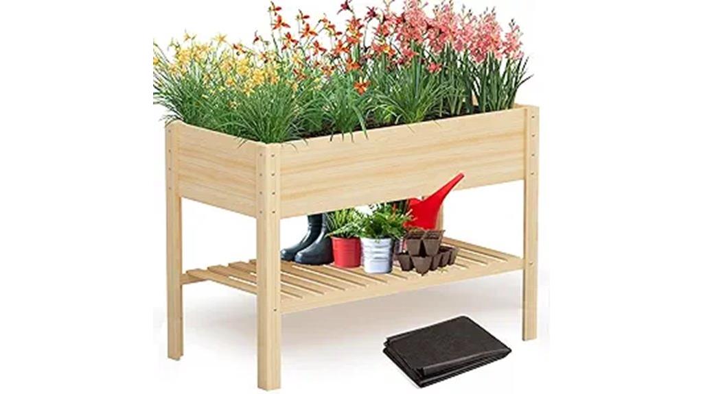 wooden garden bed with legs