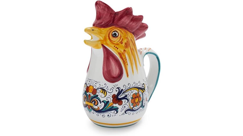 yellow deruta rooster pitcher